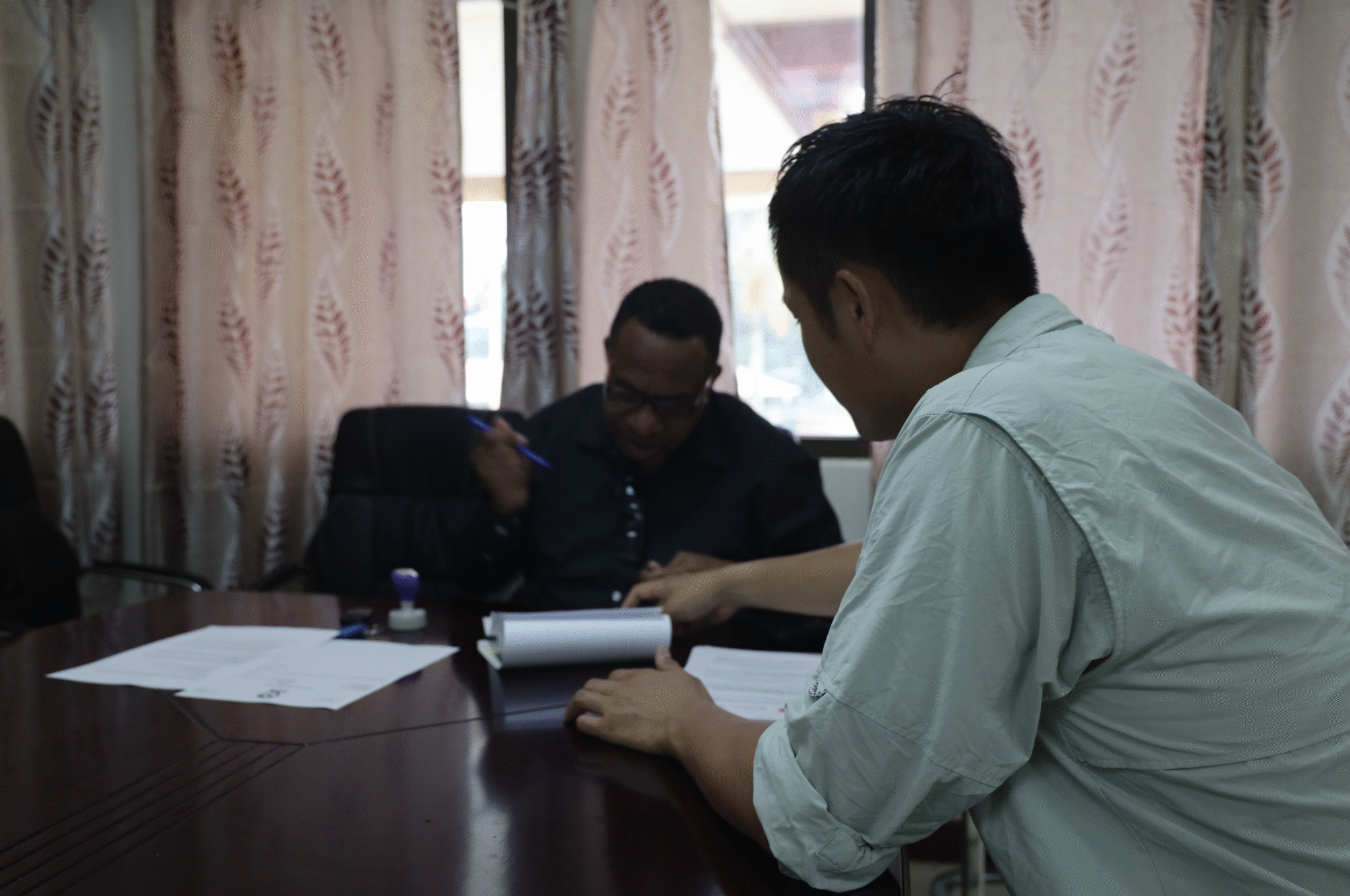 Founder with community members